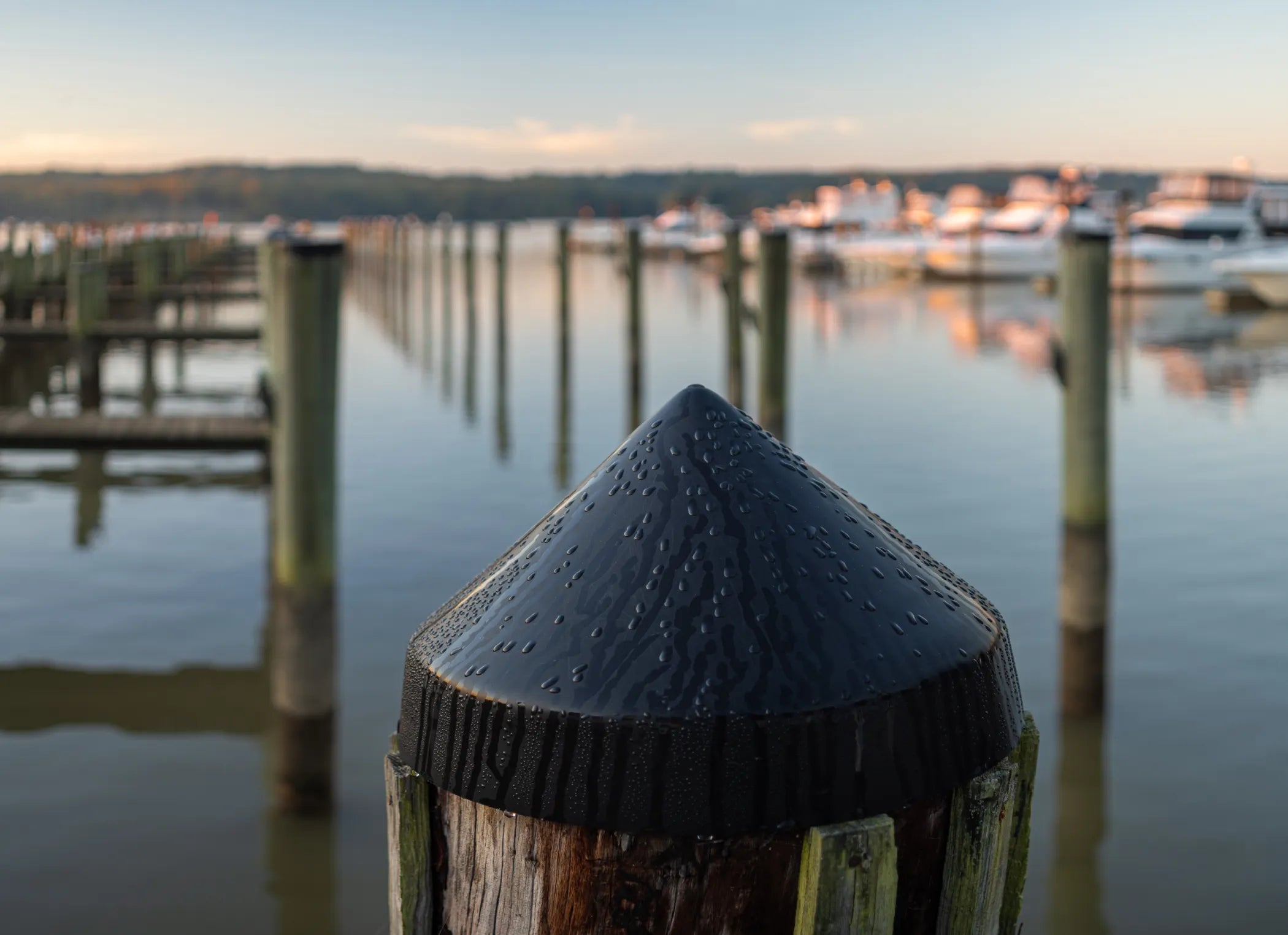 Black Piling Caps for Marinas and Docks