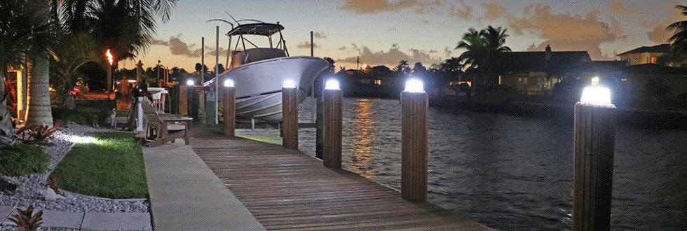 Piling Cap Lights at Night