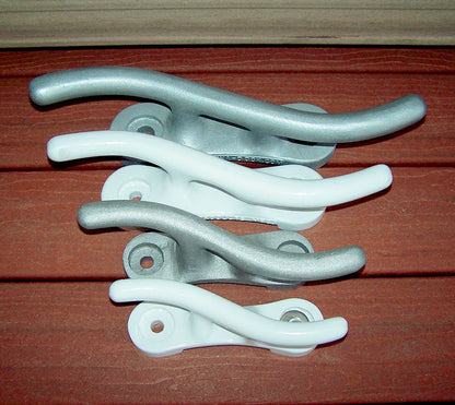 Aluminum S Cleats White Powder Coated Cleats Mooring Haven Dock and Marine