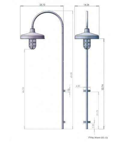 Broward Casting™ Piling Mounted Wharf Light Broward Lighting Broward Casting