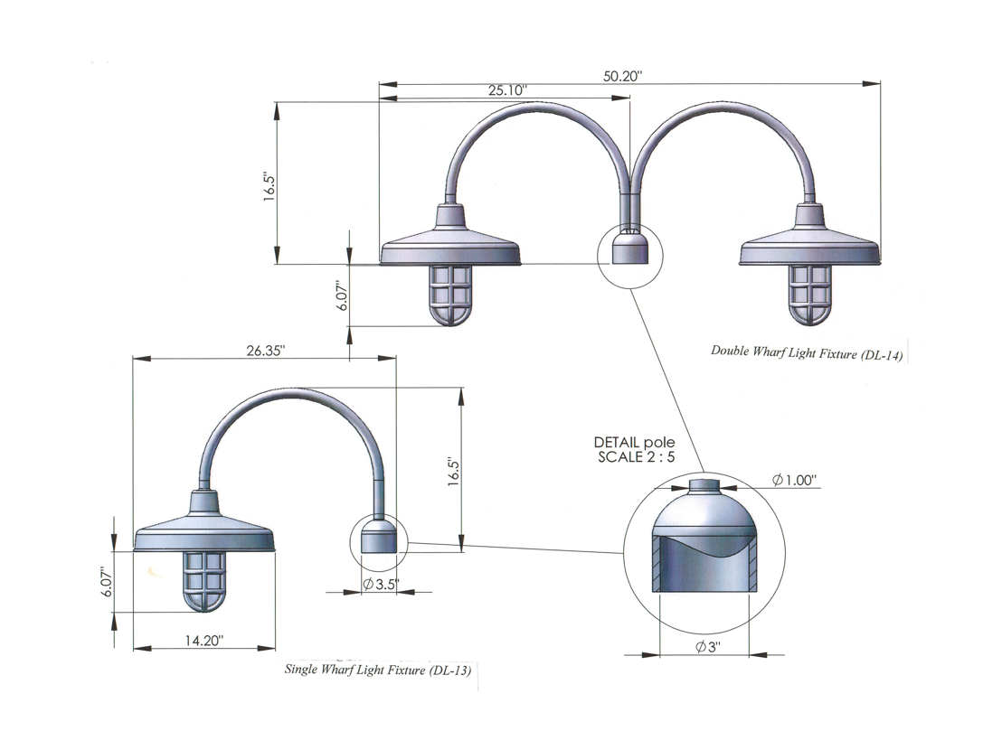 Broward Casting™ New England Single Wharf Light Broward Lighting Broward Casting