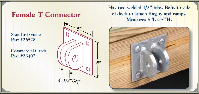 Floating Dock Hardware Female T Connector-HD Floating Docks Hardware Haven Dock and Marine