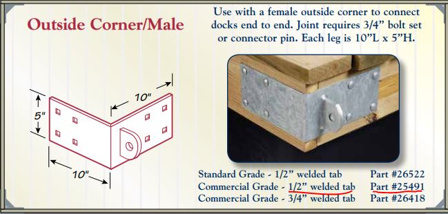 Floating Dock Hardware Outside Male Corner-HD Floating Docks Hardware Haven Dock and Marine