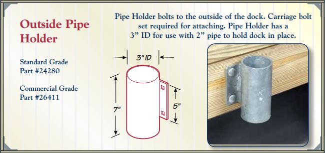 Floating Dock Hardware Pipe Holder Outside 3" Floating Docks Hardware Haven Dock and Marine