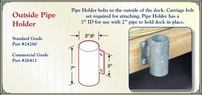 Floating Dock Hardware Pipe Holder Outside 3" Floating Docks Hardware Haven Dock and Marine